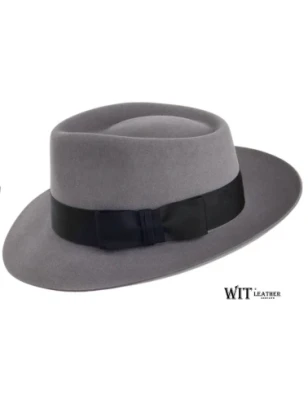 Klasyczny, kapelusz fedora z włosa króliczego, Johnson - jasny popiel. Witleather.pl