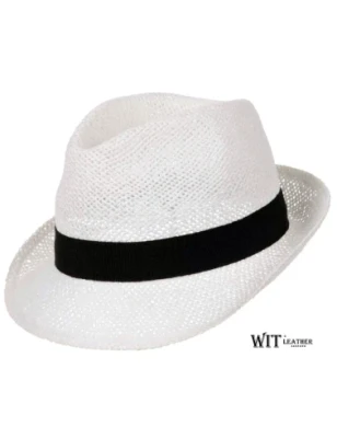 Kapelusz słomkowy trilby biały model 66/22 z bawełnianym potnikiem. Witleather.pl