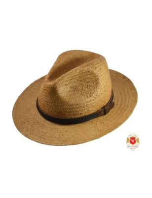 Kapelusz słomkowy fedora Miami III ze skórzanym paskiem. Witleather.pl